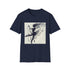 Charcoal cotton t-shirt featuring dancer silhouette and musical notes design