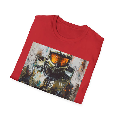 Spartan Spirit Master Chief painting graphic tee in charcoal for men.