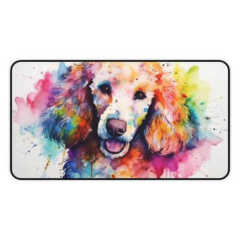 Whimsical Poodle Paradise Desk Mat - Brighten Up Your Workspace with Charming Dog Design and Protect Your Desk