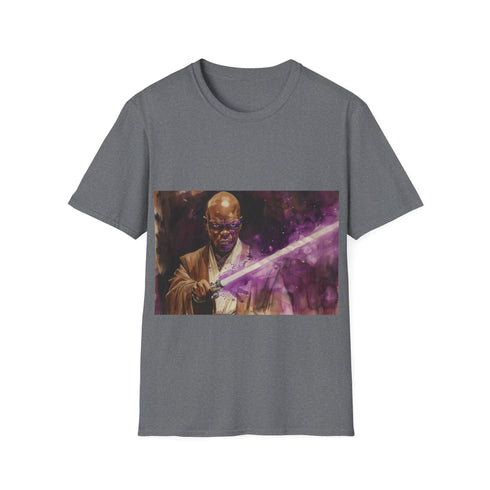 Galactic Force Mace Windu Tee Mens Charcoal Cotton T-shirt Regular Fit.