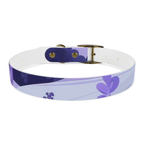 Stylish lavender floral dog collar for fashionable furry walks.