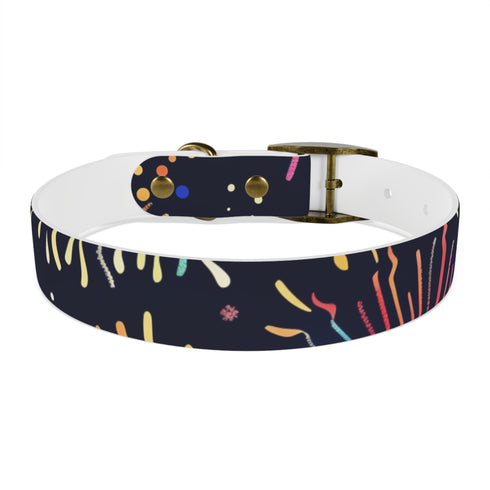 Vibrant dog collar with festive fireworks pattern, size M, black onyx.