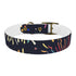 Vibrant dog collar with festive fireworks pattern, size M, black onyx.