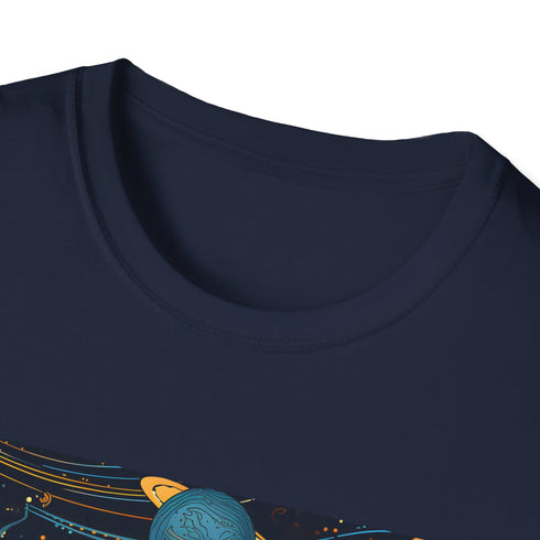 Charcoal T-shirt with an enchanting celestial stars and moons pattern