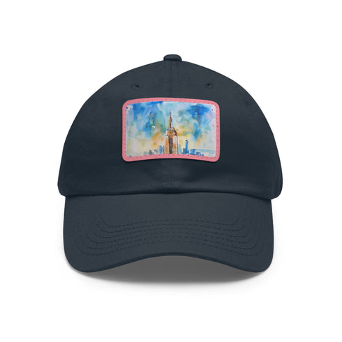 Empire State Watercolor Cap: White with Light Brown Patch.
