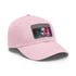 Neon watercolor charm baseball cap with Charlize Theron vibe.