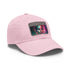 Neon watercolor baseball cap with light brown rectangular patch.
