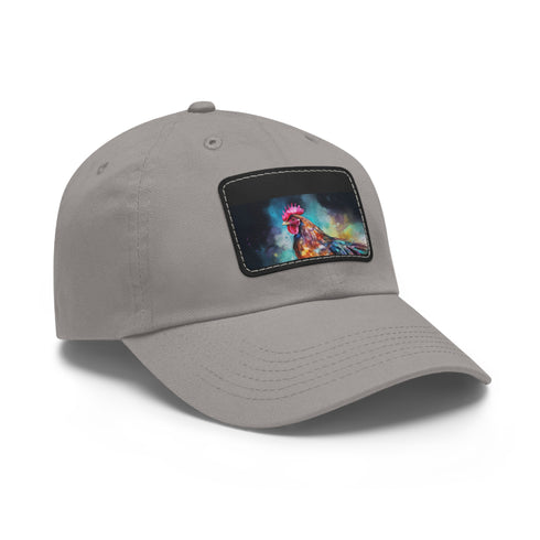Vibrant rooster design cotton baseball cap for casual, unisex style.