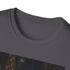 Charcoal crew neck cotton T-shirt with vibrant city lights design