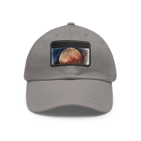 Mars Dreams Watercolor Baseball Cap in White with Light Brown Patch