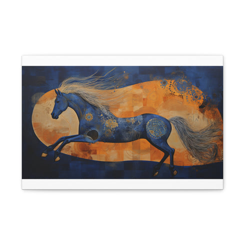 Wild Stallion Abstract Canvas Print 18" x 12" Majestic Horse Painting.