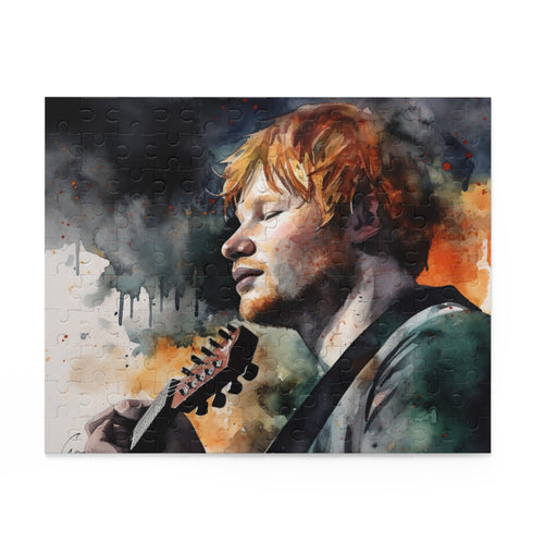 Ed Sheeran watercolor puzzle, 10" x 8", 120 pieces.