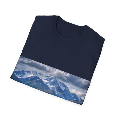Alaska watercolor tee in charcoal, crew neck, regular fit design.