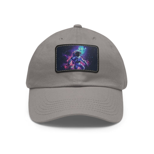 Unisex cotton baseball cap with space explorer design in white.