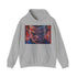 Navy upside down print hoodie with Elevens painting - DTG.