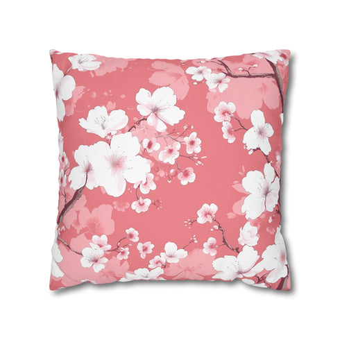 Cherry Blossom Pink Pillowcase - Soft fabric for serene sleep in pink and white floral design