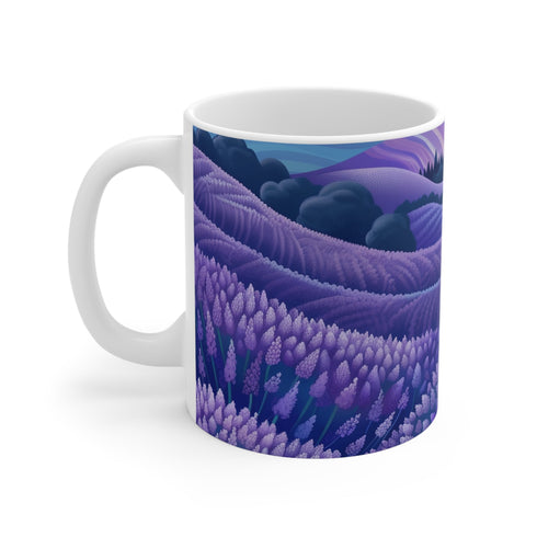 11oz Ceramic Lavender Fields Coffee Mug for a serene morning routine.