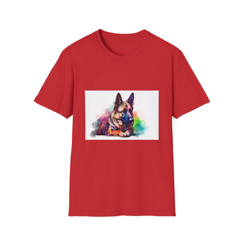 Watercolor German Shepherd tee in Charcoal, Regular fit, DTG-printed.