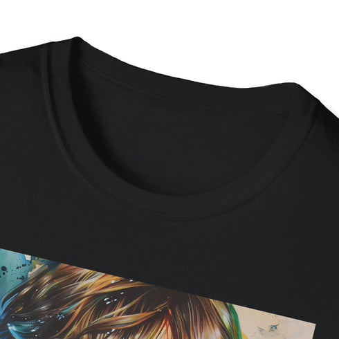 DTG charcoal T-shirt with vivid Luke Skywalker painting and crew neck