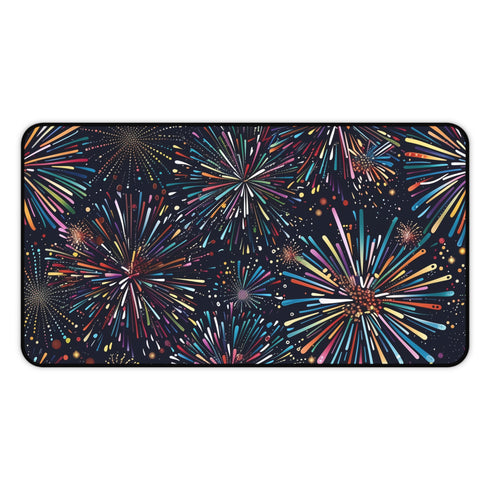 Vibrant Fireworks Festive Desk Mat for Creative Workspaces
