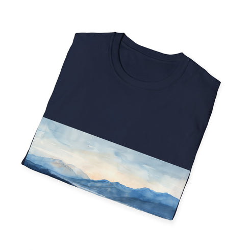 Alaska Bliss Watercolor Tee in Charcoal, Crew Neck, Regular Fit.