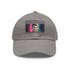 Vibrant watercolor neon cap with light brown patch for soccer fans.