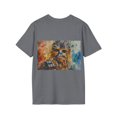 Chewbacca Watercolor T-Shirt: Charcoal Crew Neck Cotton Tee - Galactic Style