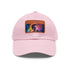 Neon watercolor baseball cap, white with light brown rectangular patch.