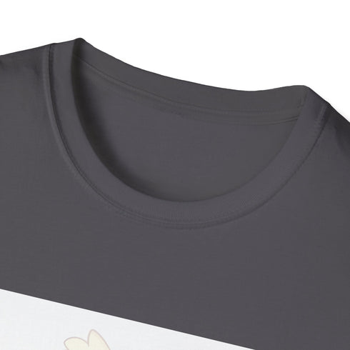 Cute charcoal t-shirt with Cinnamoroll-inspired chubby pup design.