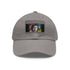 Neon watercolor baseball cap with light brown patch in rectangle shape.