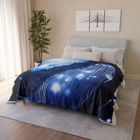 Robotic Harp Playing Stardust Music Plush Fleece Throw Blanket