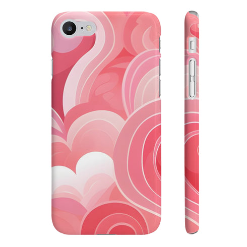 Valentine's Day pink heart lines glossy phone case, iPhone 7/8 Plus.