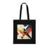 Geometric Art Tote Bag in Black Cotton with Abstract Design