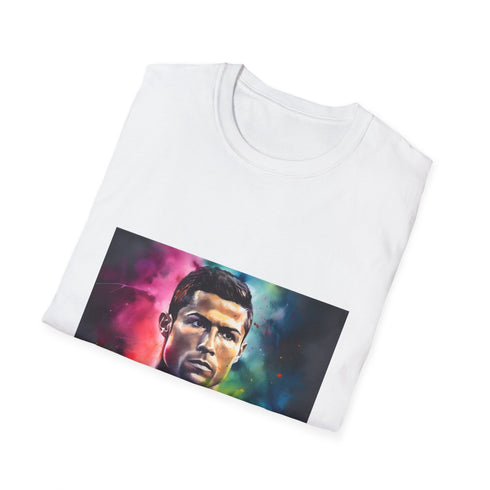 Charcoal cotton crew neck T-shirt with vibrant neon football icon design
