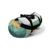 Mountain landscape print duffel bag, perfect for weekend getaways.