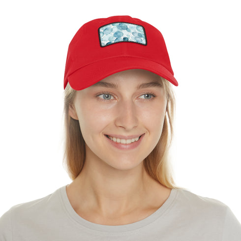 Ocean Gaze Baseball Cap in White with Light Brown Patch and Rectangle Shape