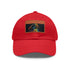 Neon colored watercolor baseball cap with light brown rectangle patch.