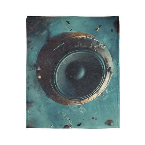 Music Floating from Cracked Speaker Plan Plush Fleece Throw Blanket