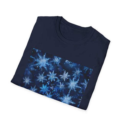 Charcoal cotton T-shirt with nature-inspired symmetrical pattern and crew neck design