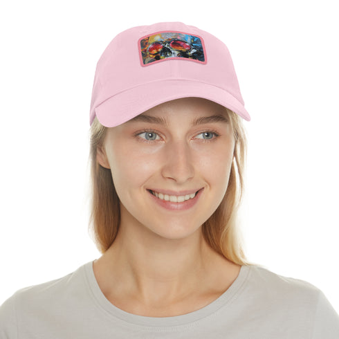 Graffiti Groove Baseball Cap in White with Light Brown Patch