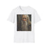 Charcoal crew neck T-shirt featuring vibrant Gandalf portrait in soft cotton