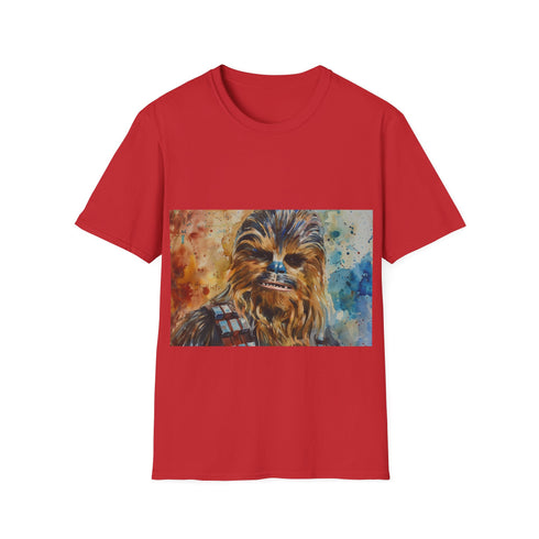 Chewbacca Watercolor T-Shirt in Charcoal, Regular Fit, Crew Neck Cotton.