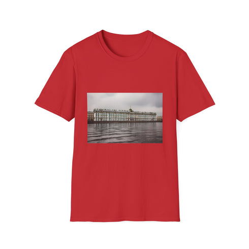 Charcoal crew neck regular fit T-shirt featuring Winter Palace winter scene graphic