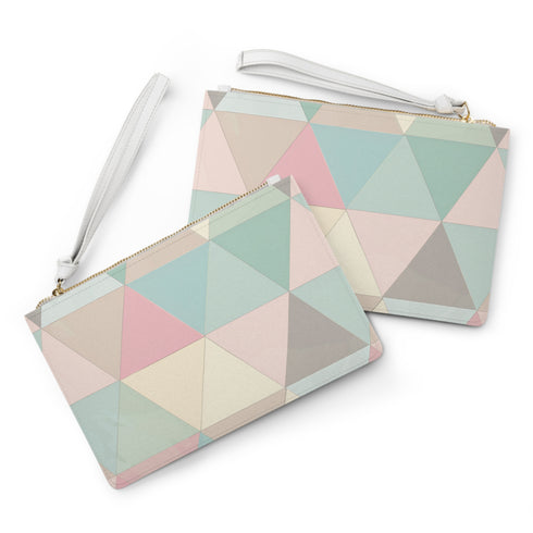 Pastel geometric print vegan clutch bag made in USA.