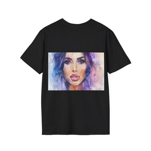 Charcoal cotton tee with watercolor design crew neck for summer fashion