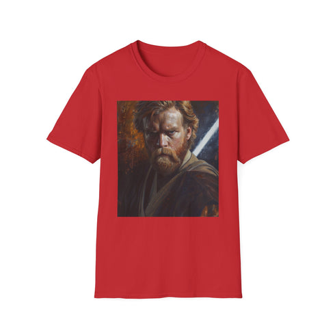 Charcoal cotton T-shirt showcasing vibrant Obi-Wan Kenobi portrait capturing Jedi spirit