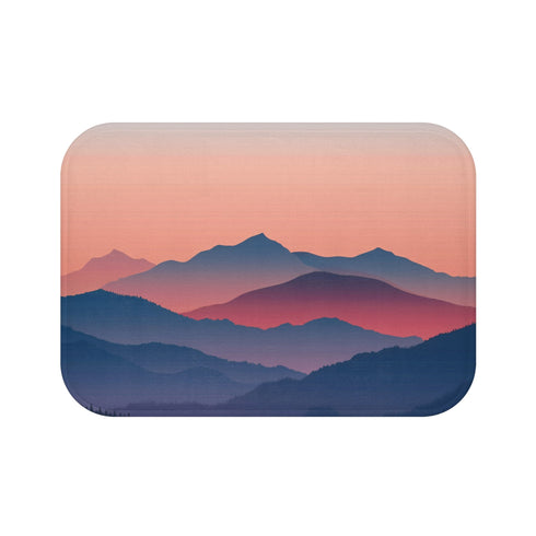 Mountain Zen Bath Mat, serene minimalist mountain design for bathroom tranquility.