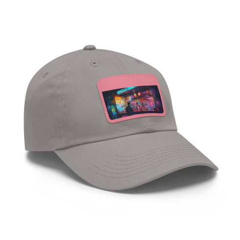 Neon watercolor splash baseball cap, white/light brown patch, unisex, cotton.