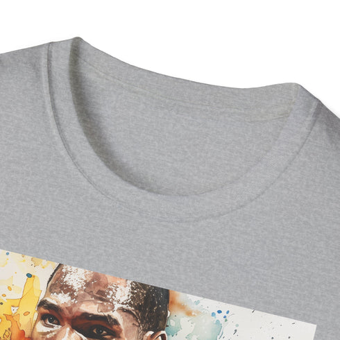 Charcoal cotton t-shirt with watercolor Kevin Durant portrait regular fit