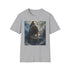 Charcoal crew neck t-shirt with vibrant Megalodon painting regular fit cotton